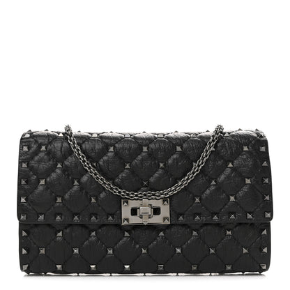 Valentino Garavani Craquele Nappa Rockstud Spike Wallet on Chain Black 1 of 13