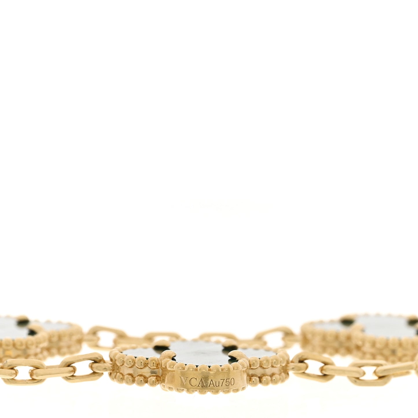 18K Yellow Gold Malachite 5 Motifs Vintage Alhambra Bracelet