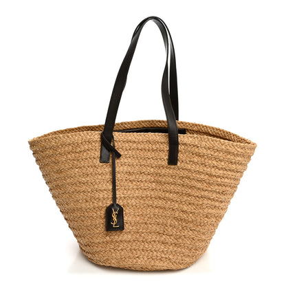 Saint Laurent Raffia Calfskin Medium Panier Tote 1 of 10