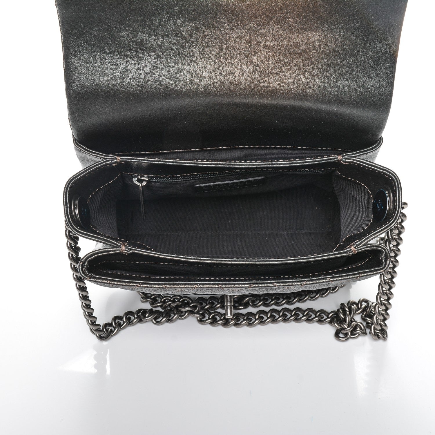 Chanel Metallic Goatskin Quilted Small Rock In Rome Flap Charcoal 13 of 16