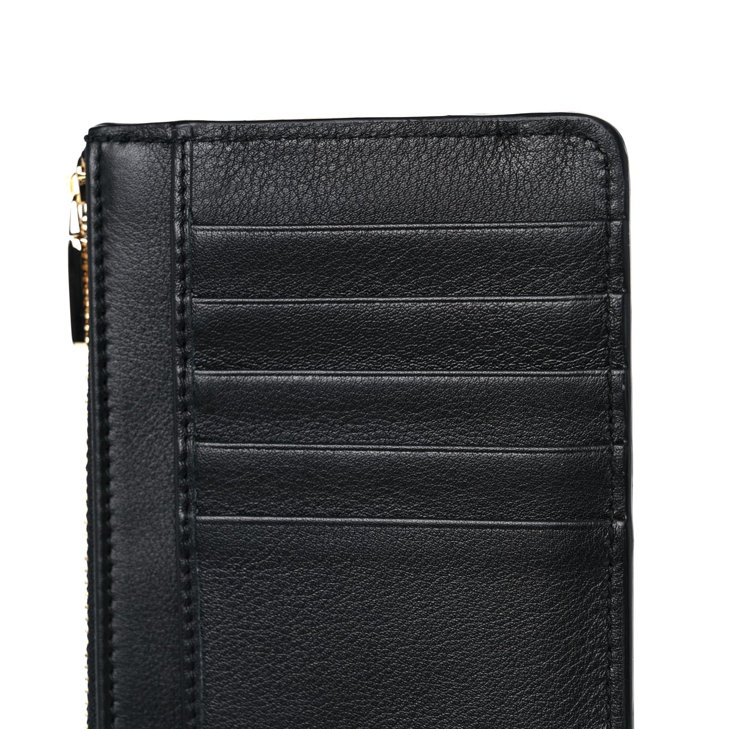 Calfskin Zip Card Holder Black