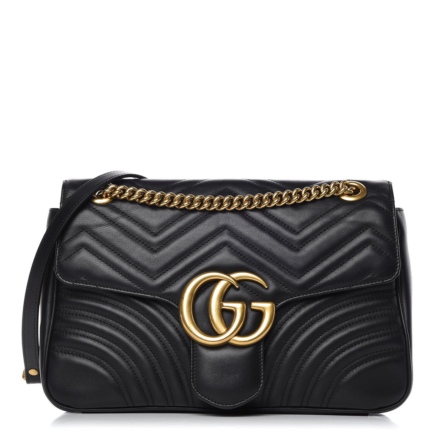 Calfskin Matelasse Medium GG Marmont Shoulder Bag Black