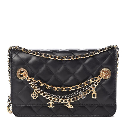 Chanel Lambskin Quilted Egyptian Amulet Wallet On Chain WOC Black 1 of 11