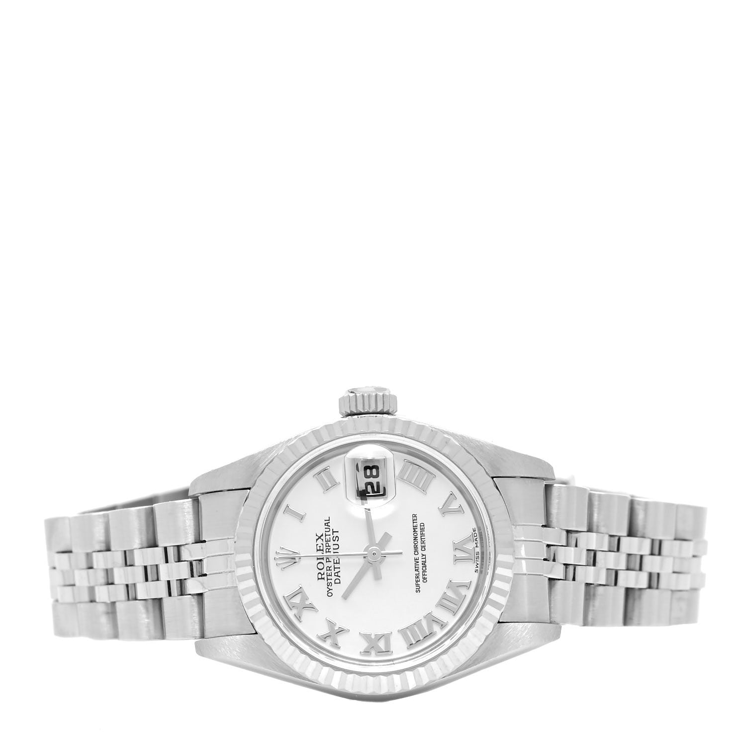 Rolex Stainless Steel 18K White Gold 26mm Oyster Perpetual Datejust Watch White Roman 79174 2 of 4