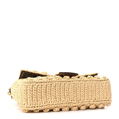 Fendi Hazelnut Stitch Raffia Baguette Beige 4 of 10
