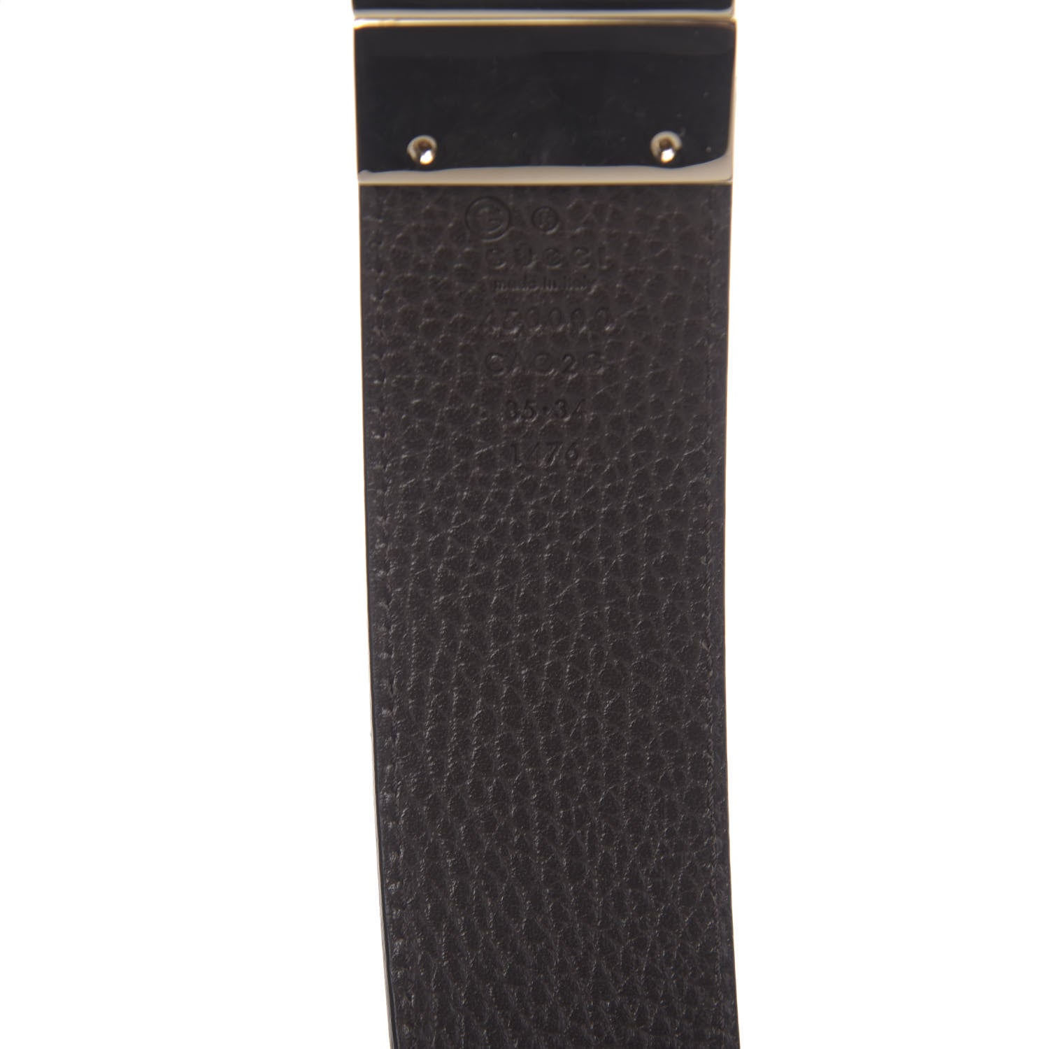 Gucci Dollar Calfskin 1973 Reversible Belt 85 34 Black Testa di Moro 3 of 6