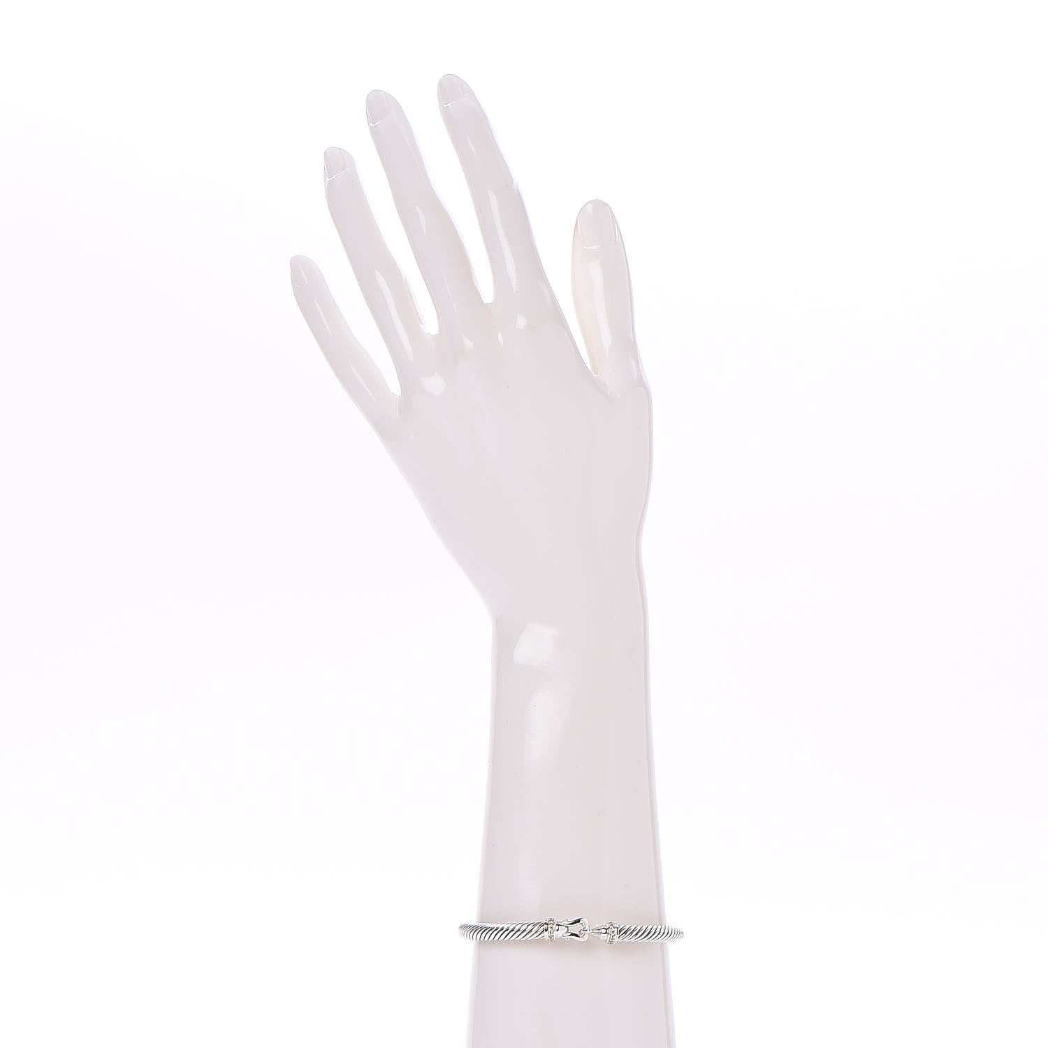 David Yurman Sterling Silver Diamond 5mm Cable Buckle Bracelet 2 of 5