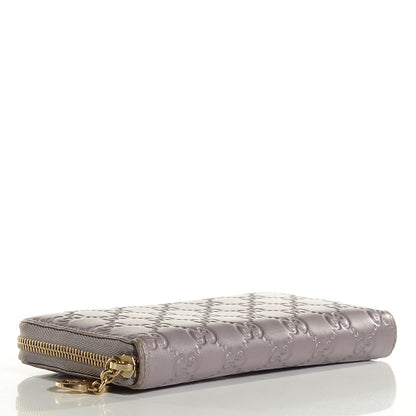 Gucci Metallic Soft Guccissima Margaux Calfskin Lovely Zip Around Wallet Senanque 4 of 6