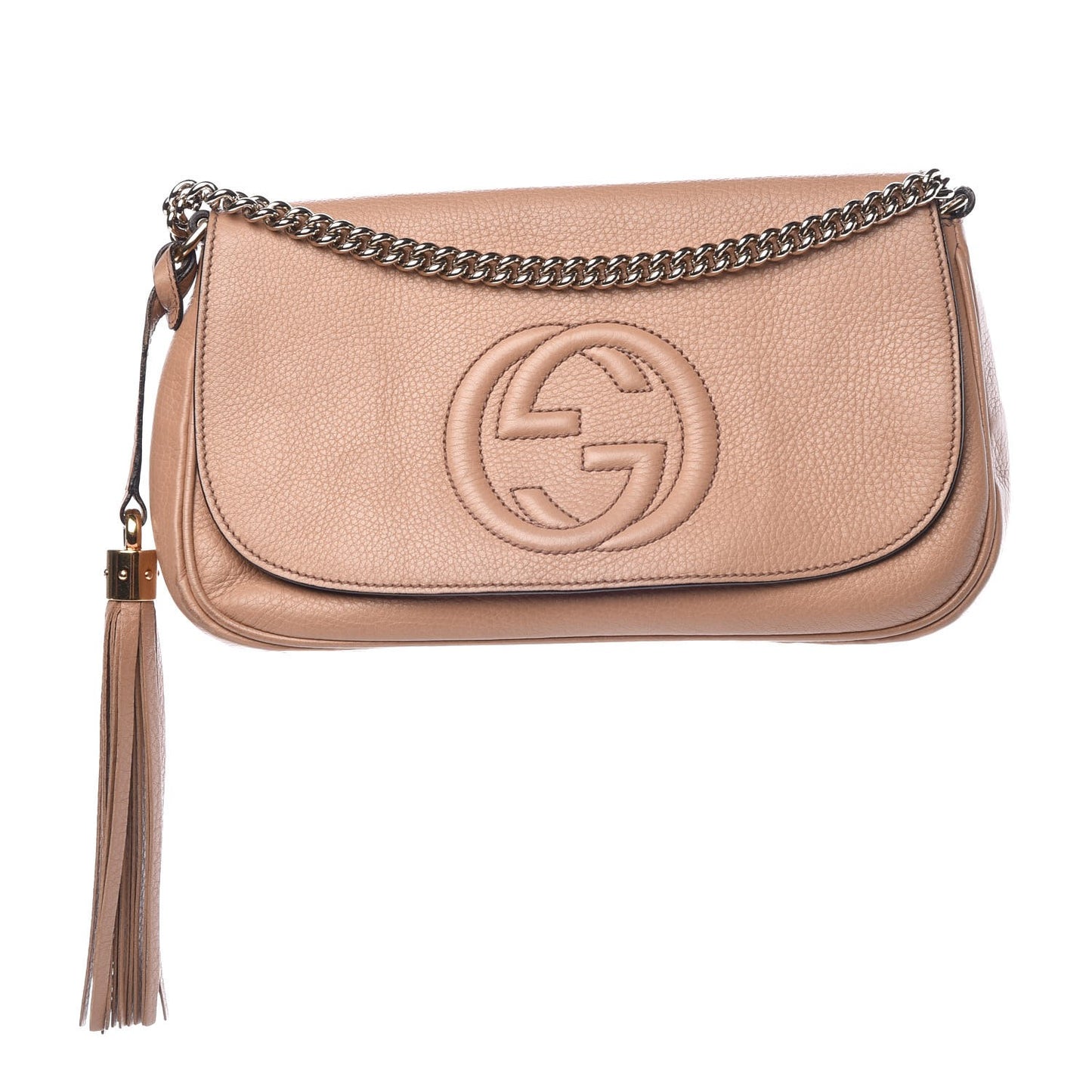 Pebbled Calfskin Medium Soho Flap Crossbody Camelia