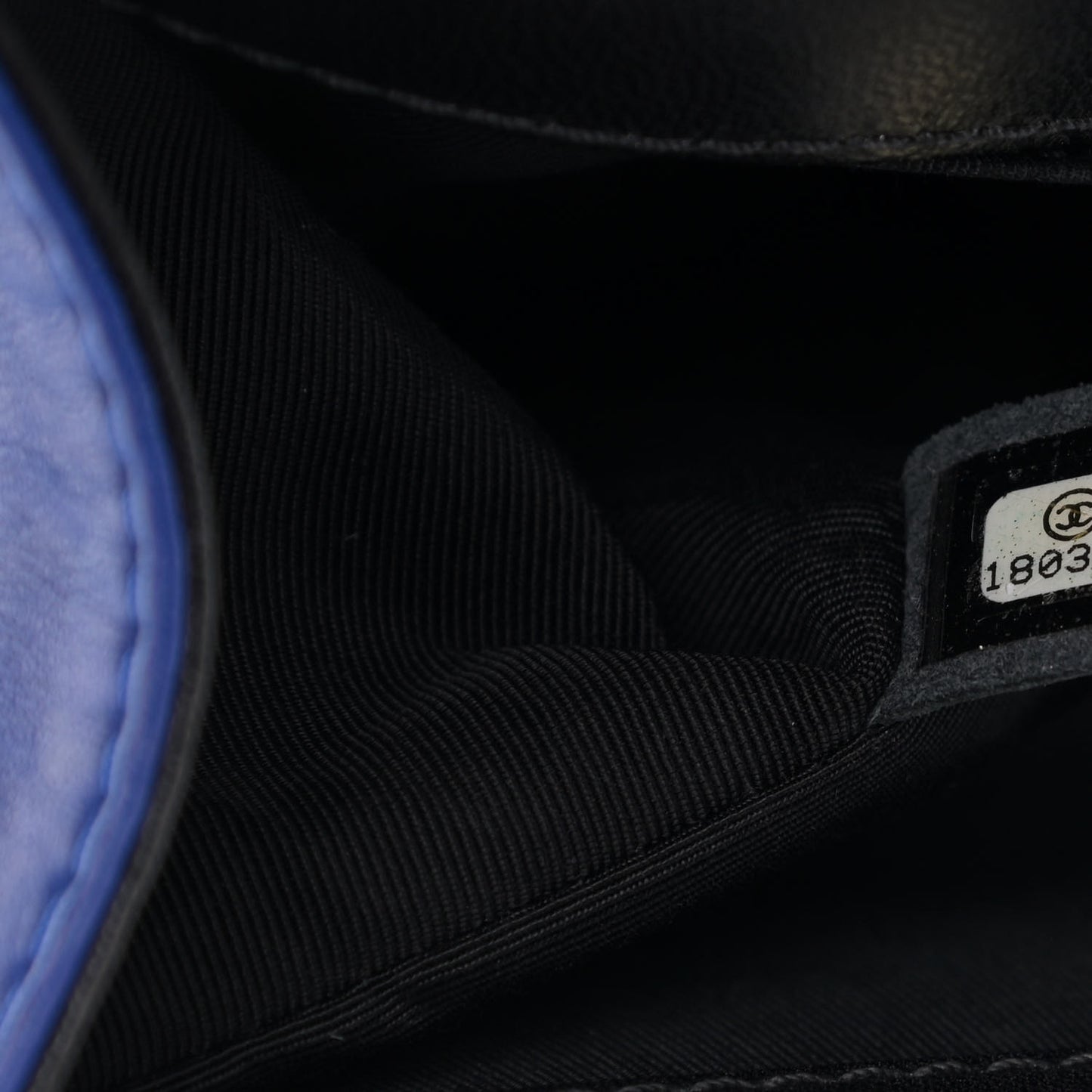 Lambskin Quilted Bi-Color Medium Boy Flap Black Blue Fonce