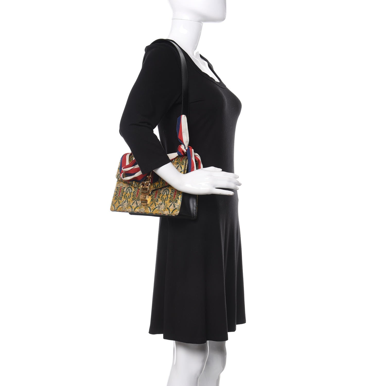 Gucci Iridescent Brocade Small Sylvie Shoulder Bag Gold 2 of 12