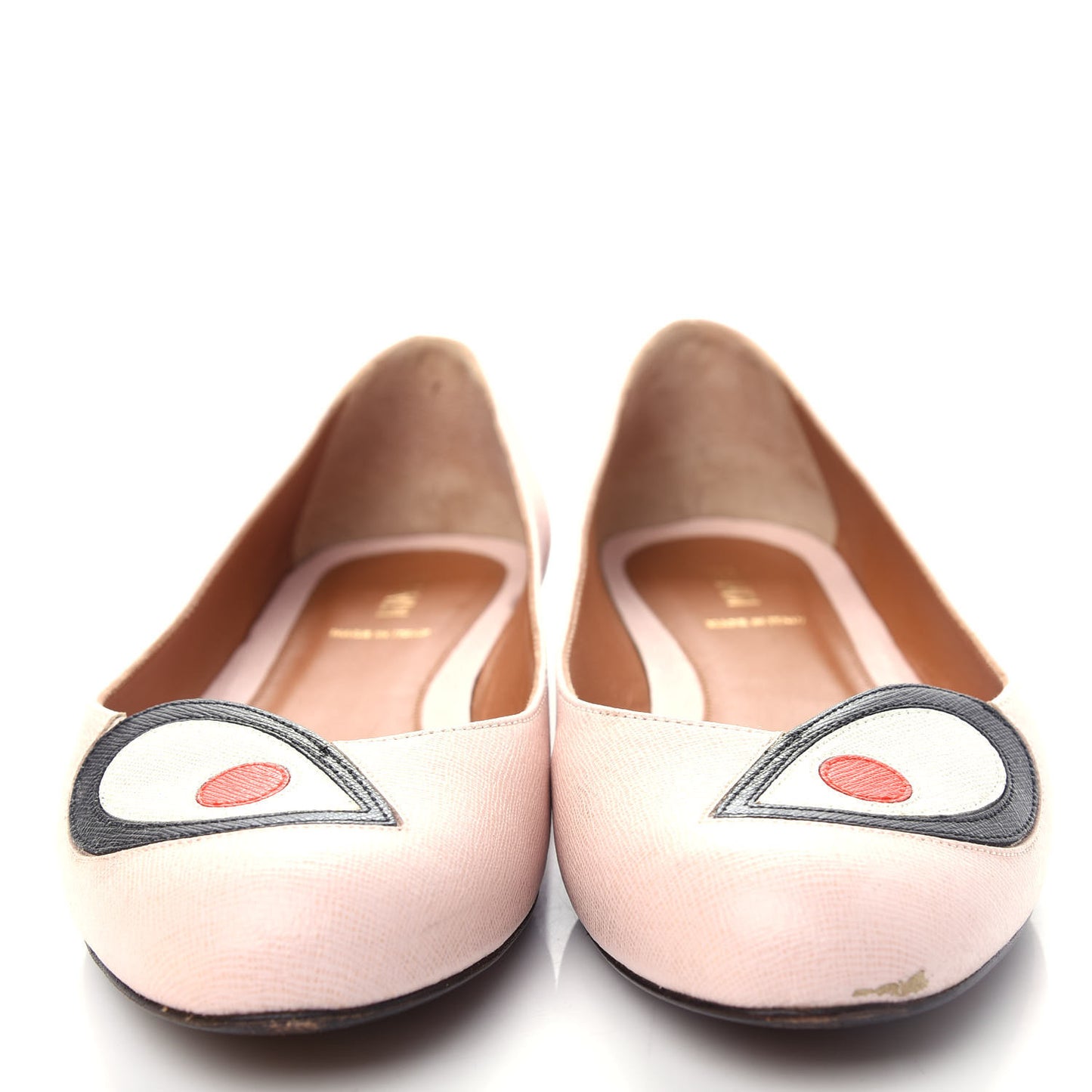 Saffiano Monster Flats 38.5 Pink Plaster
