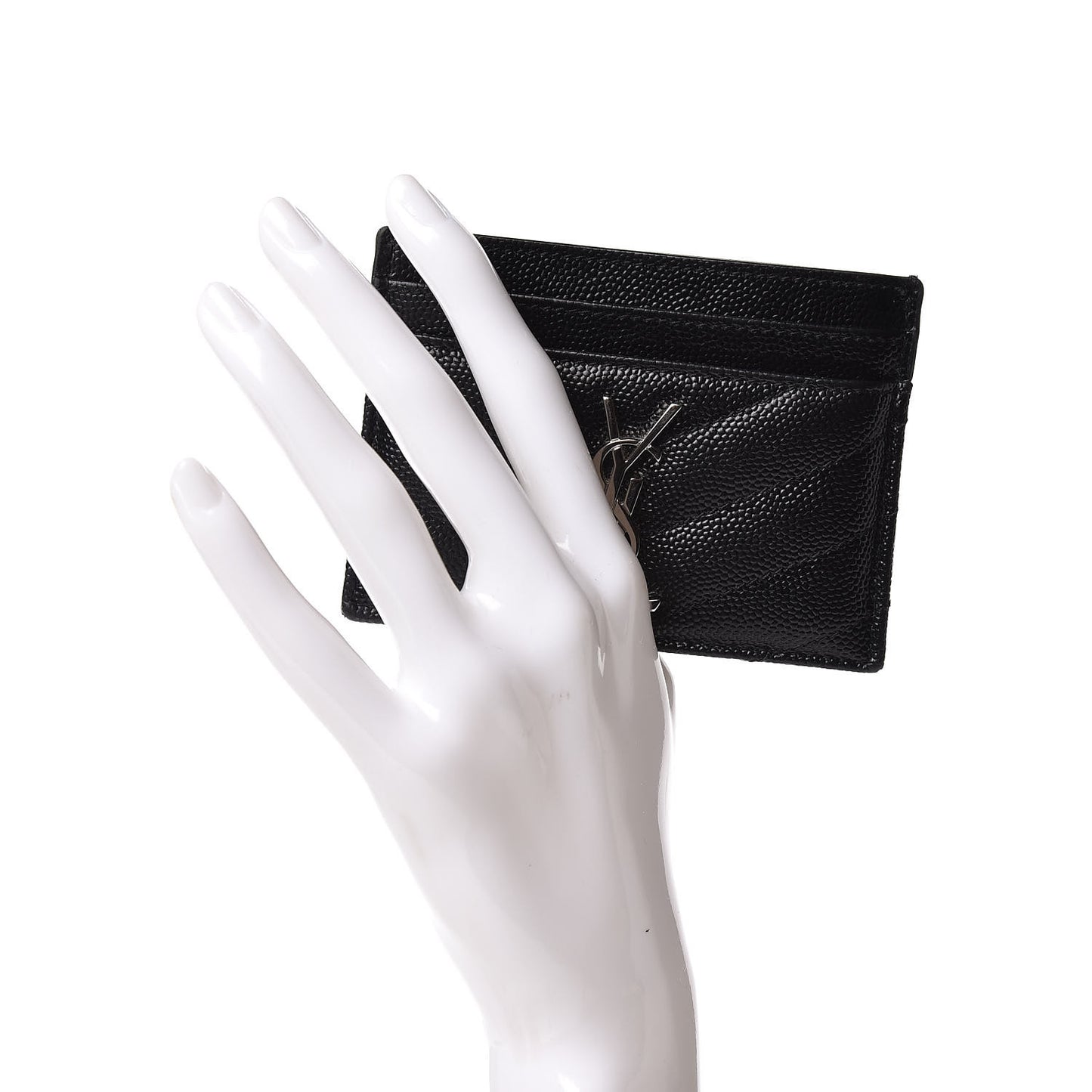 Grain De Poudre Matelasse Chevron Monogram Credit Card Case Black