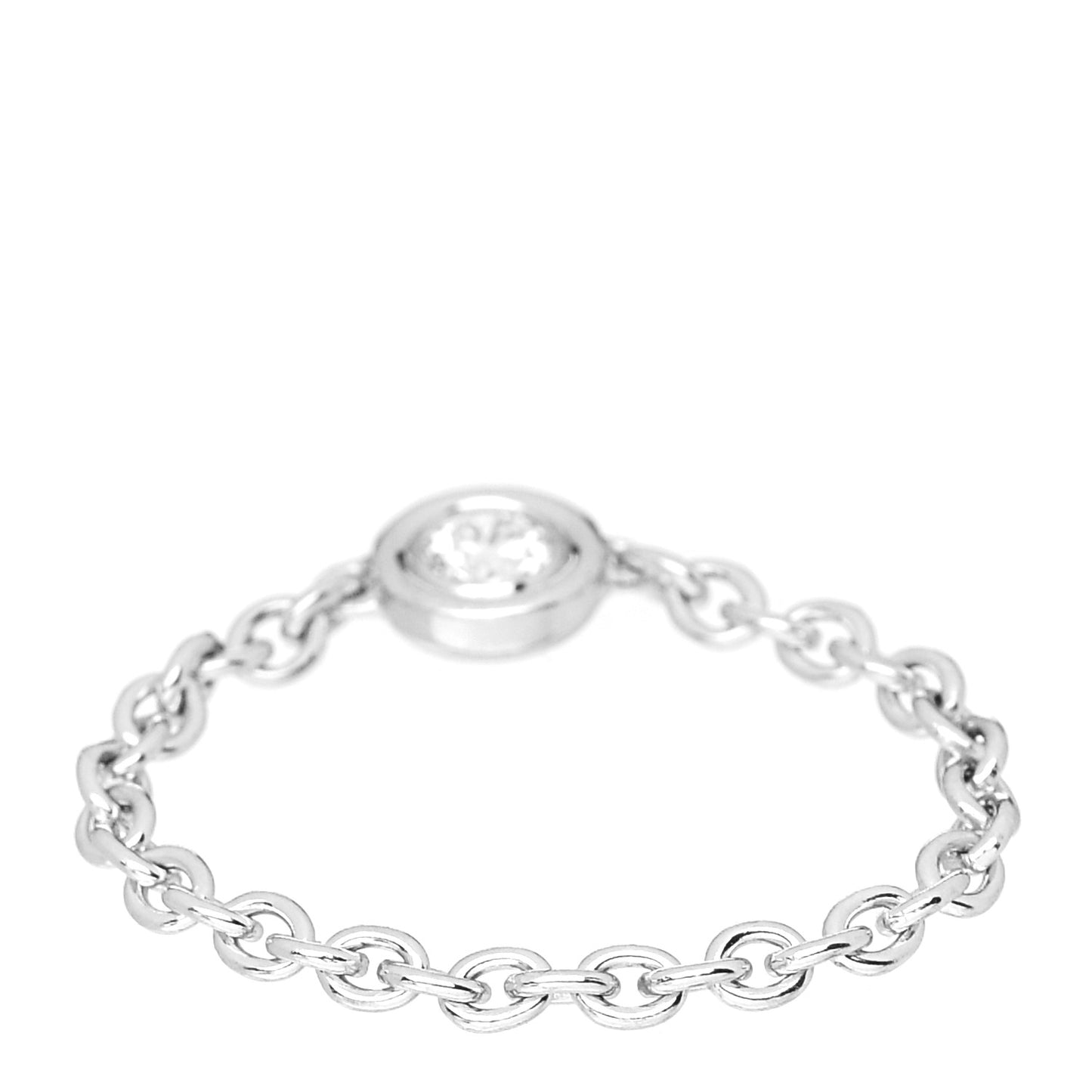18K White Gold Diamond Mimioui Chain Ring 53 6.5
