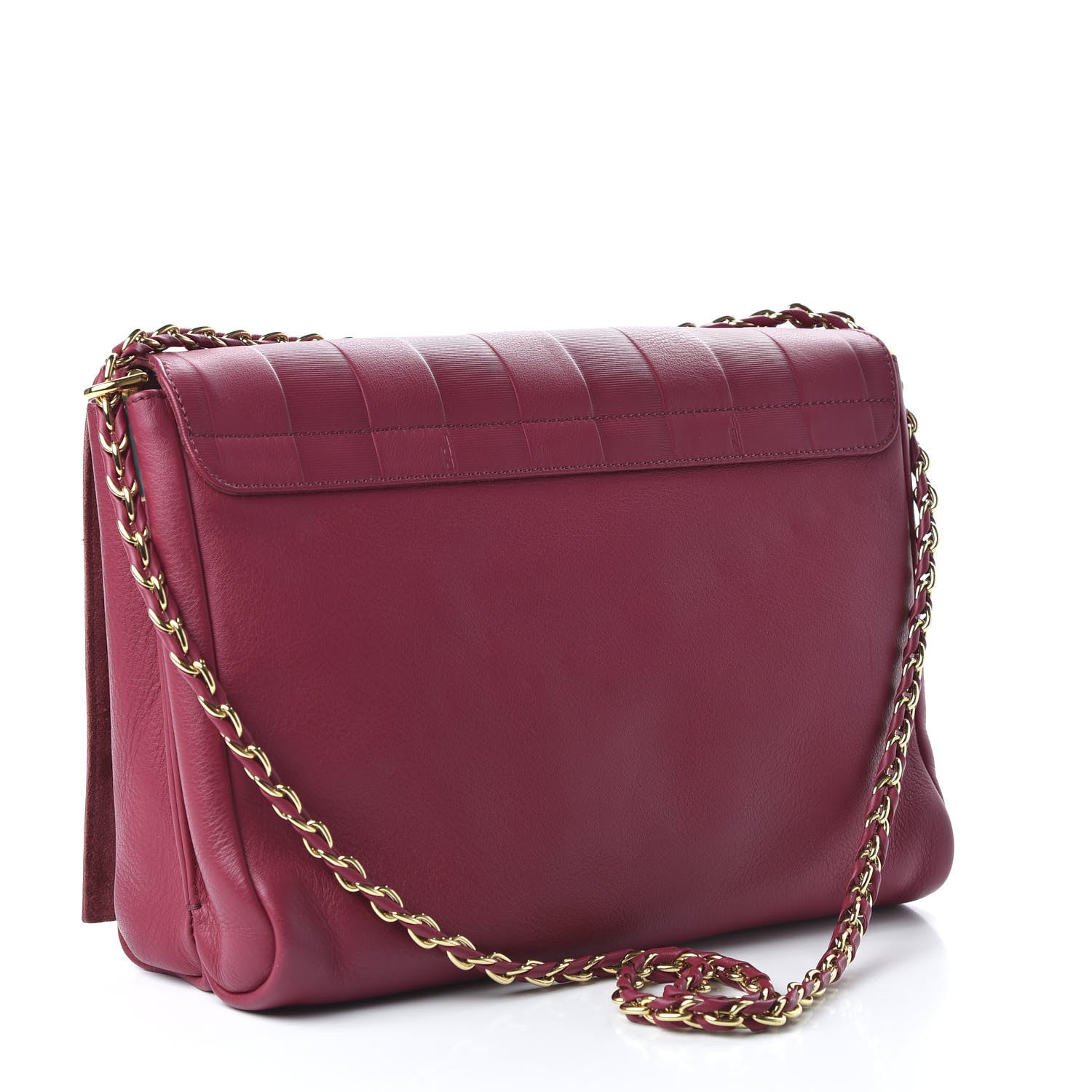 Fendi Grained Calfskin Pequin Embossed Medium Claudia Shoulder Bag Burgundy 3 of 12