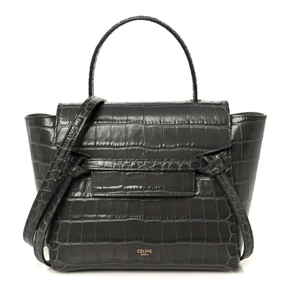 Celine Calfskin Crocodile Embossed Nano Belt Bag Grey 1 of 10