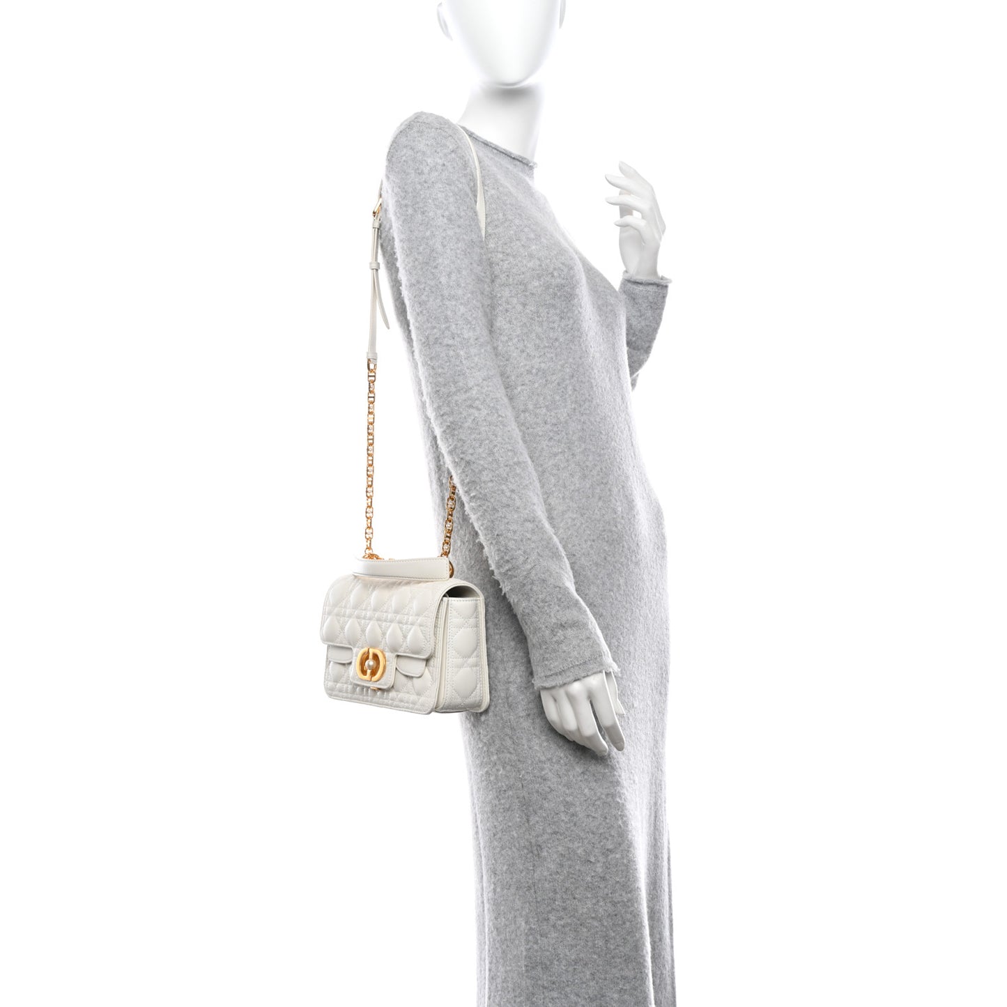 Lambskin Cannage Small Jolie Top Handle Bag Latte