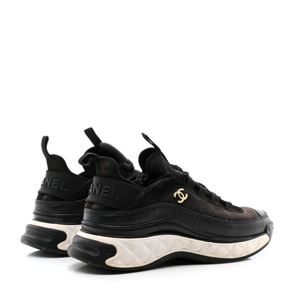 Chanel Velvet Calfskin Mixed Fibers CC Sneakers 37 Black 4 of 13