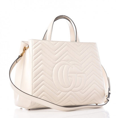 Gucci Calfskin Matelasse Medium GG Marmont Tote White 4 of 8