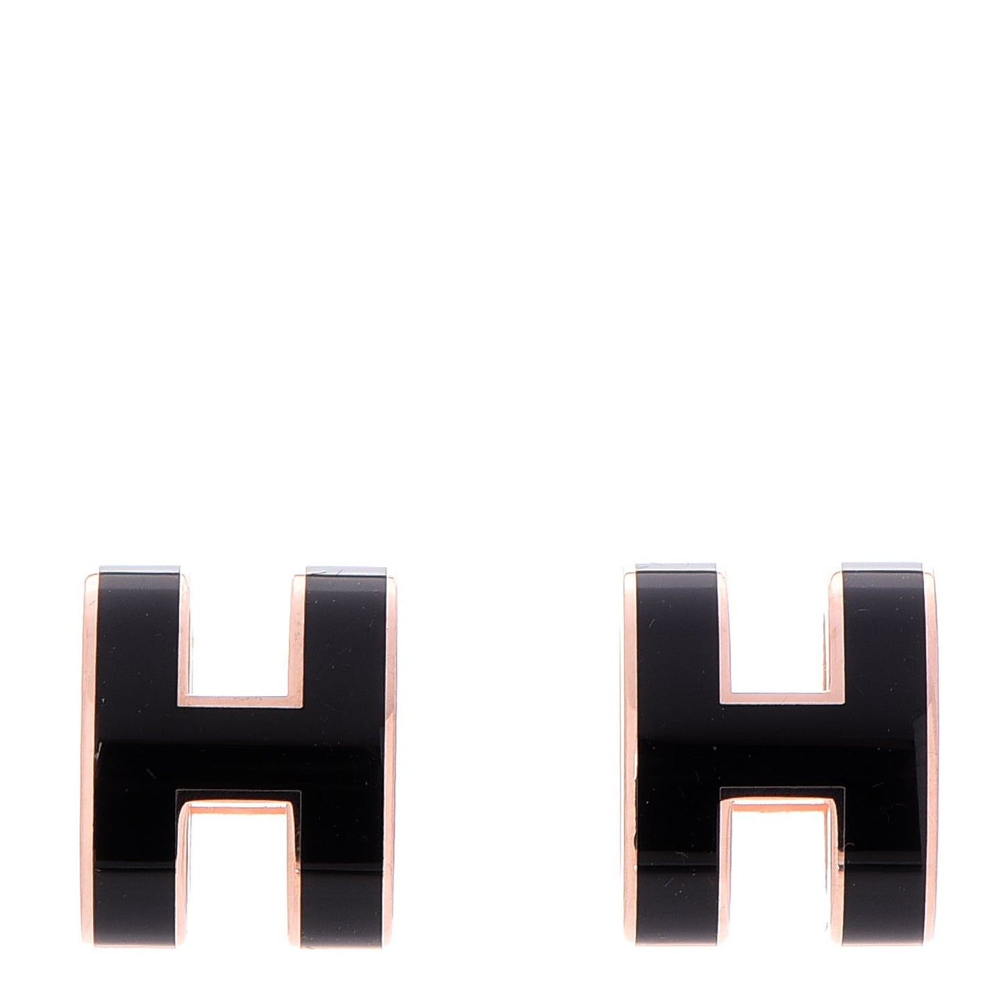 Rose Gold Lacquered Pop H Earrings Black