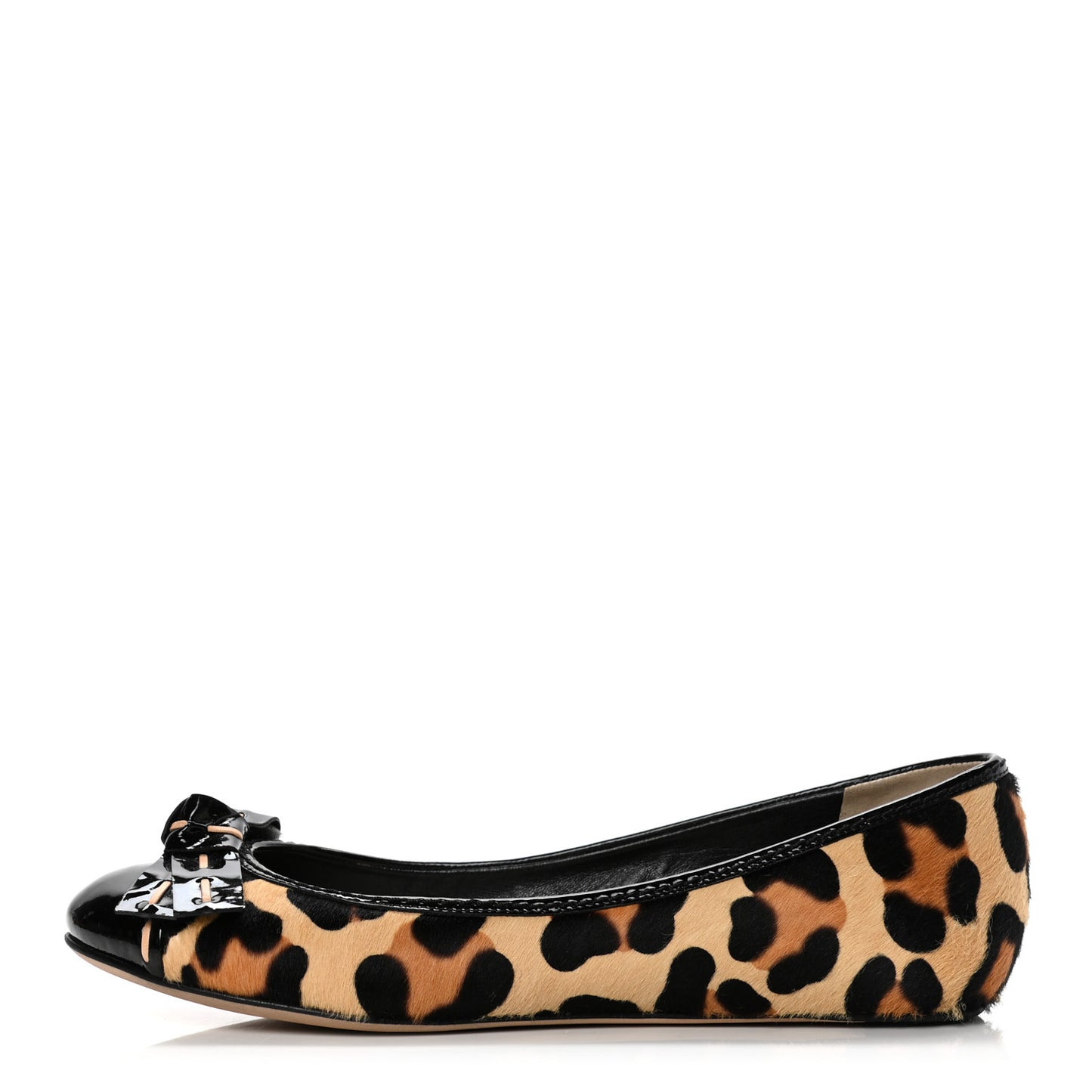 Calf Hair Patent Leopard Ballet Flats 38 Black