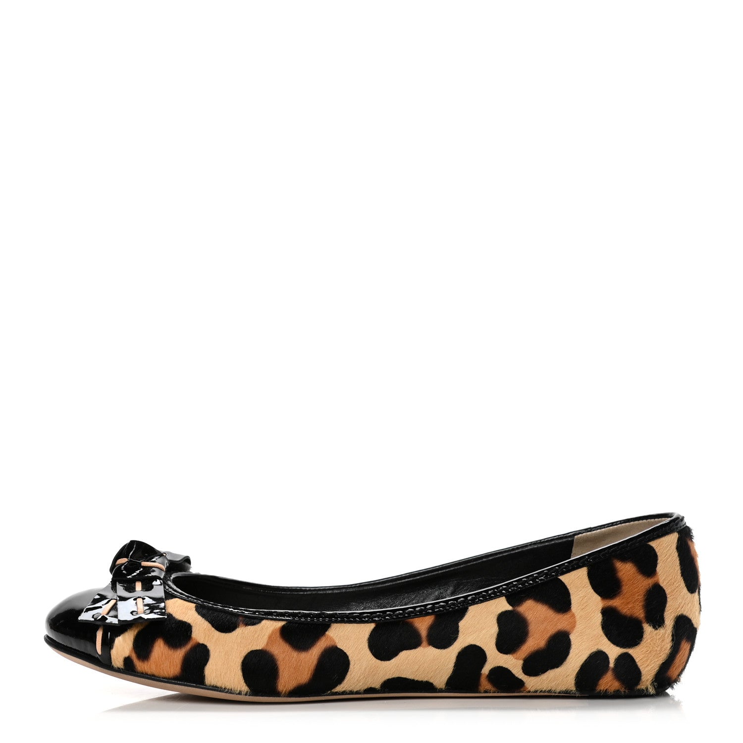 Christian Dior Calf Hair Patent Leopard Ballet Flats 38 Black 1 of 11