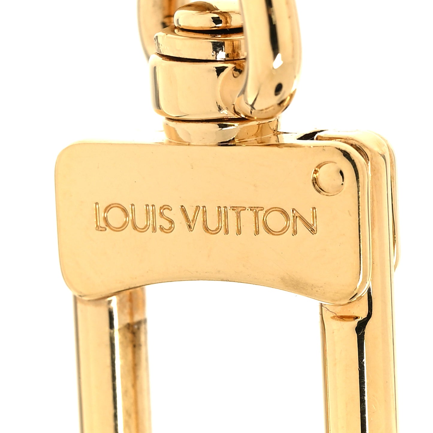 Brass Enamel Fleur De Monogram Bag Charm Chain Gold