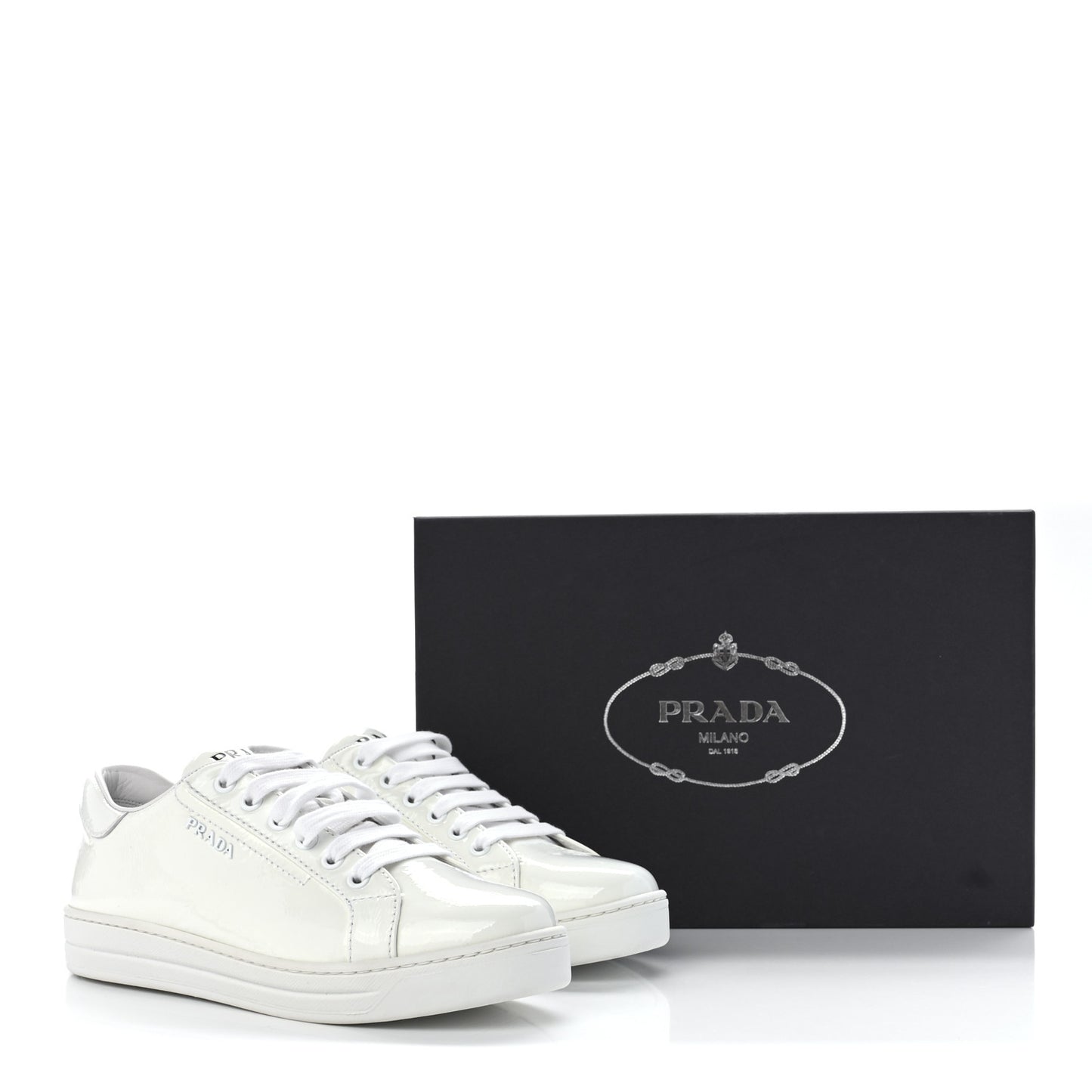 Calfskin Logo Sneakers 36 White