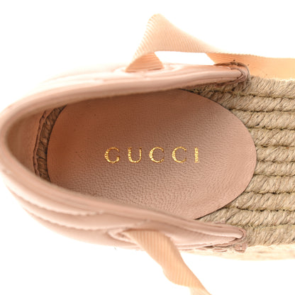 Gucci Nappa Matelasse GG Marmont Ankle Wrap Platform 35/120mm Espadrille Wedges 39 Skin Rose 8 of 15