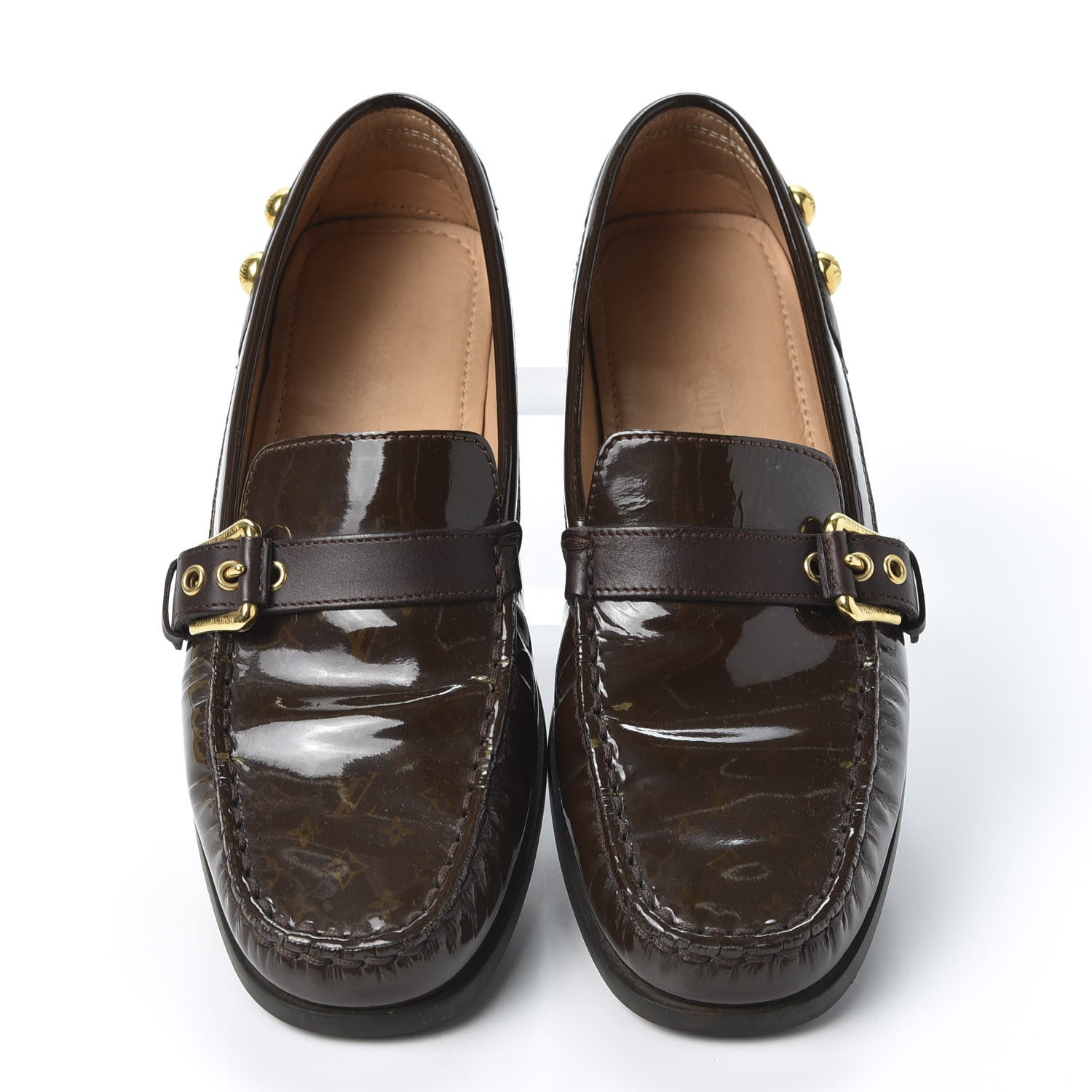 Louis Vuitton Monogram Patent Loafers 37.5 Brown 5 of 10