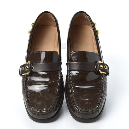 Louis Vuitton Monogram Patent Loafers 37.5 Brown 5 of 10