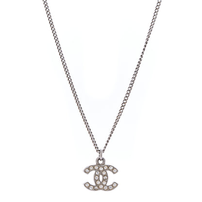 Chanel Crystal Timeless CC Necklace Silver 4 of 6