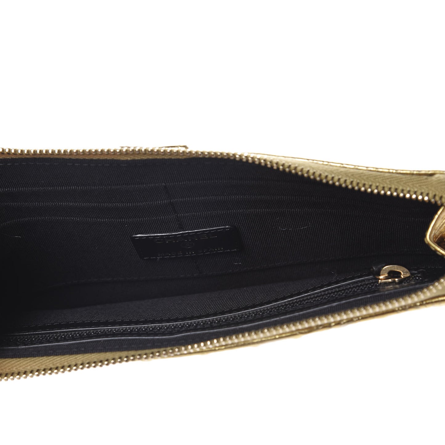 Calfskin Crocodile Embossed Cocodile Pouch With Chain Handle Gold
