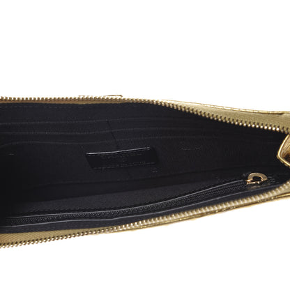 Chanel Calfskin Crocodile Embossed Cocodile Pouch With Chain Handle Gold 5 of 9