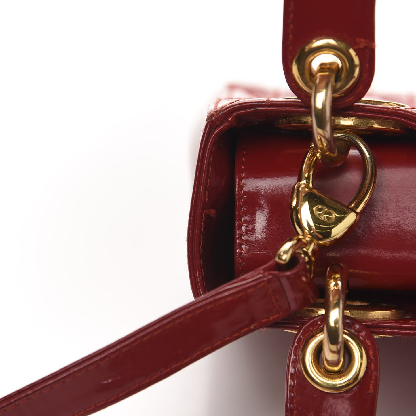 Patent Cannage Mini Lady Dior Red