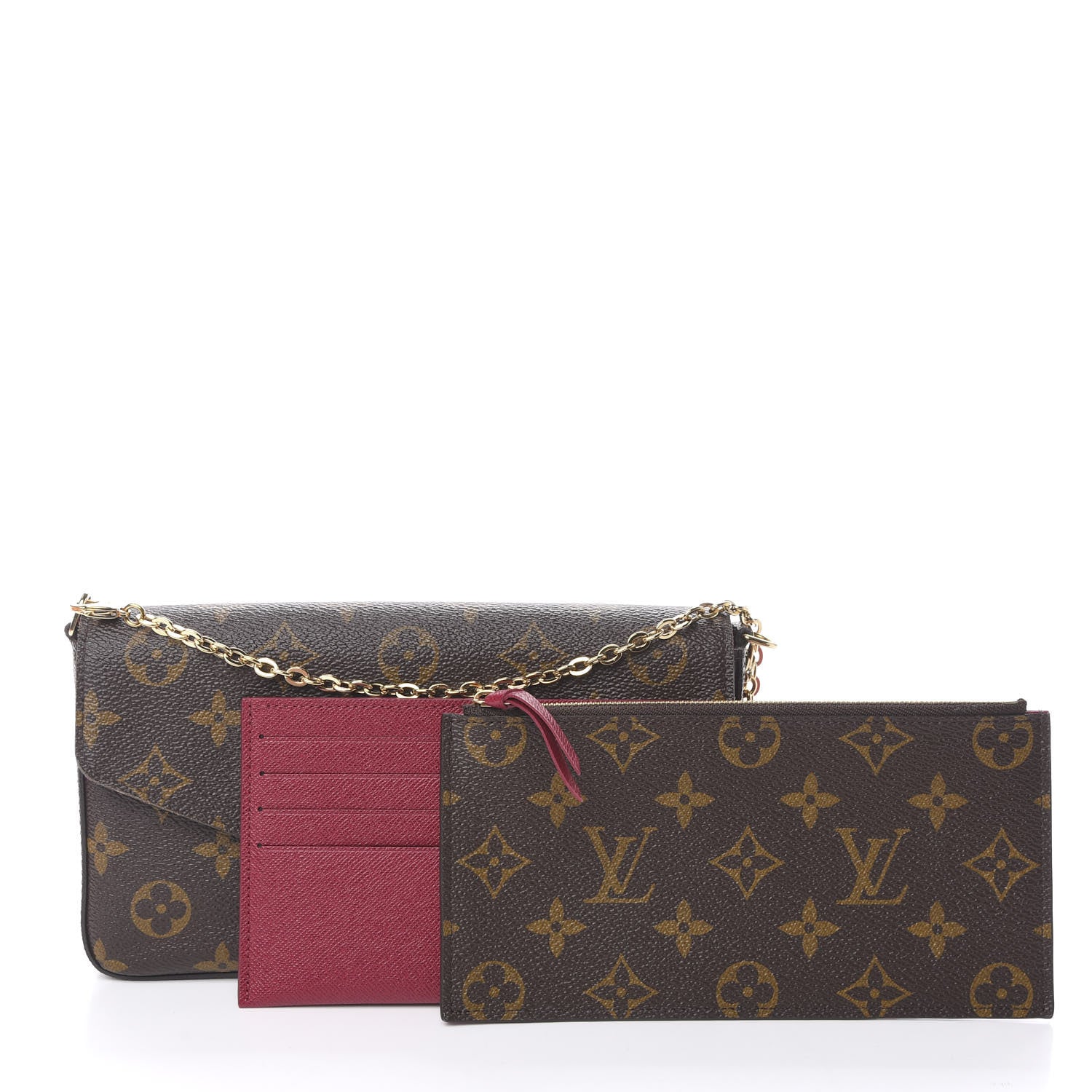 Louis Vuitton Monogram Pochette Felicie Chain Wallet Fuchsia 3 of 15