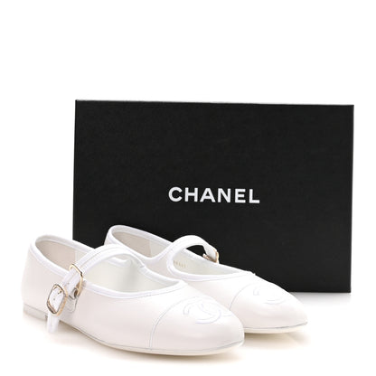 Chanel Lambskin Mary Jane Flats 40.5 White 9 of 9