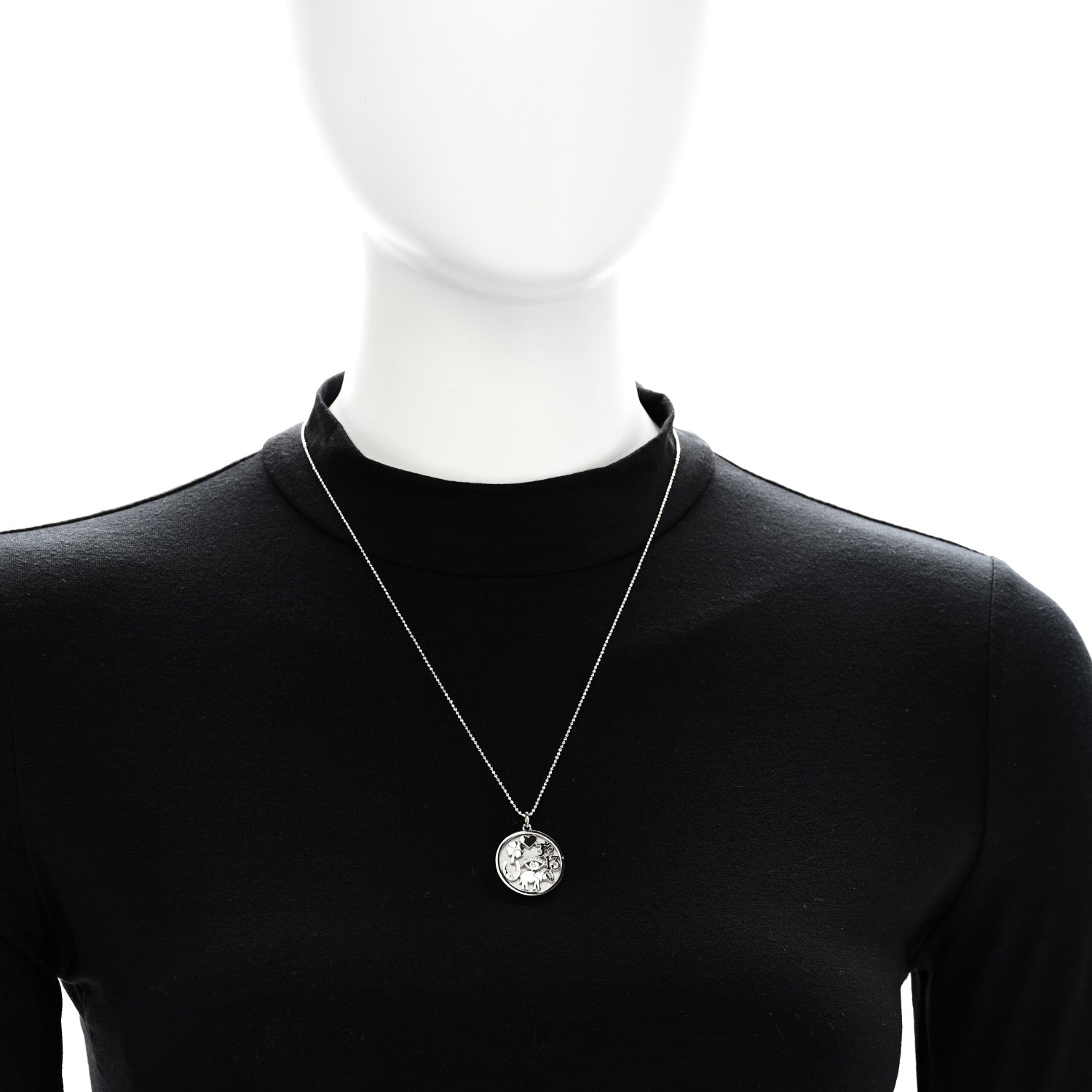 Jennifer Meyer 18K White Gold Diamond Good Luck Pendant Necklace 2 of 5