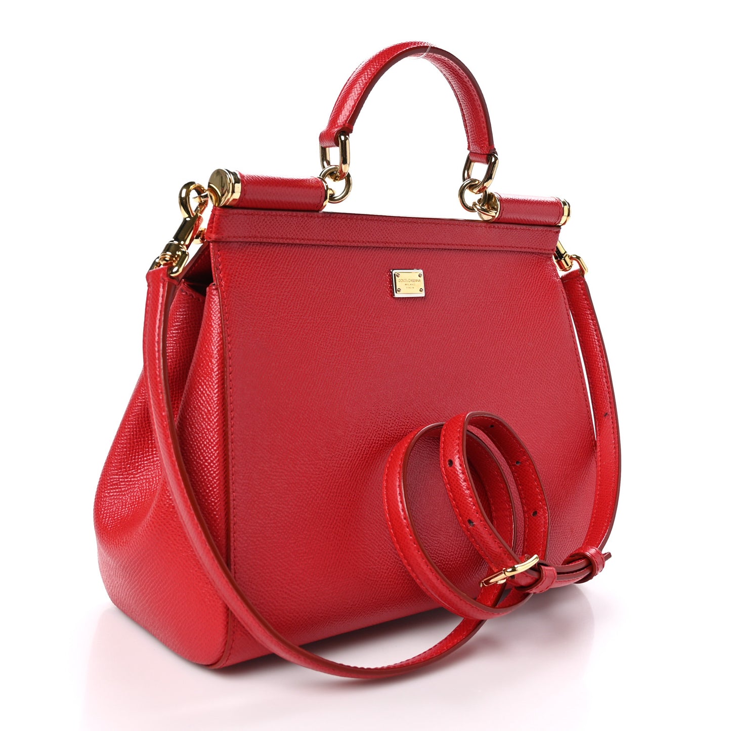 DOLCE &amp; GABBANA Dauphine Love Studded Medium Miss Sicily Satchel Red