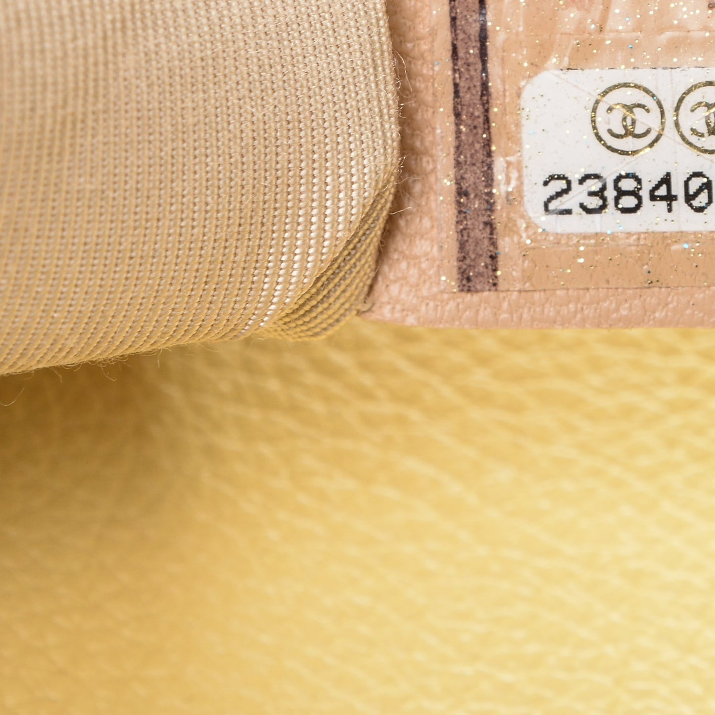 Grained Calfskin Quilted Small Label Click Flap Bag Yellow
