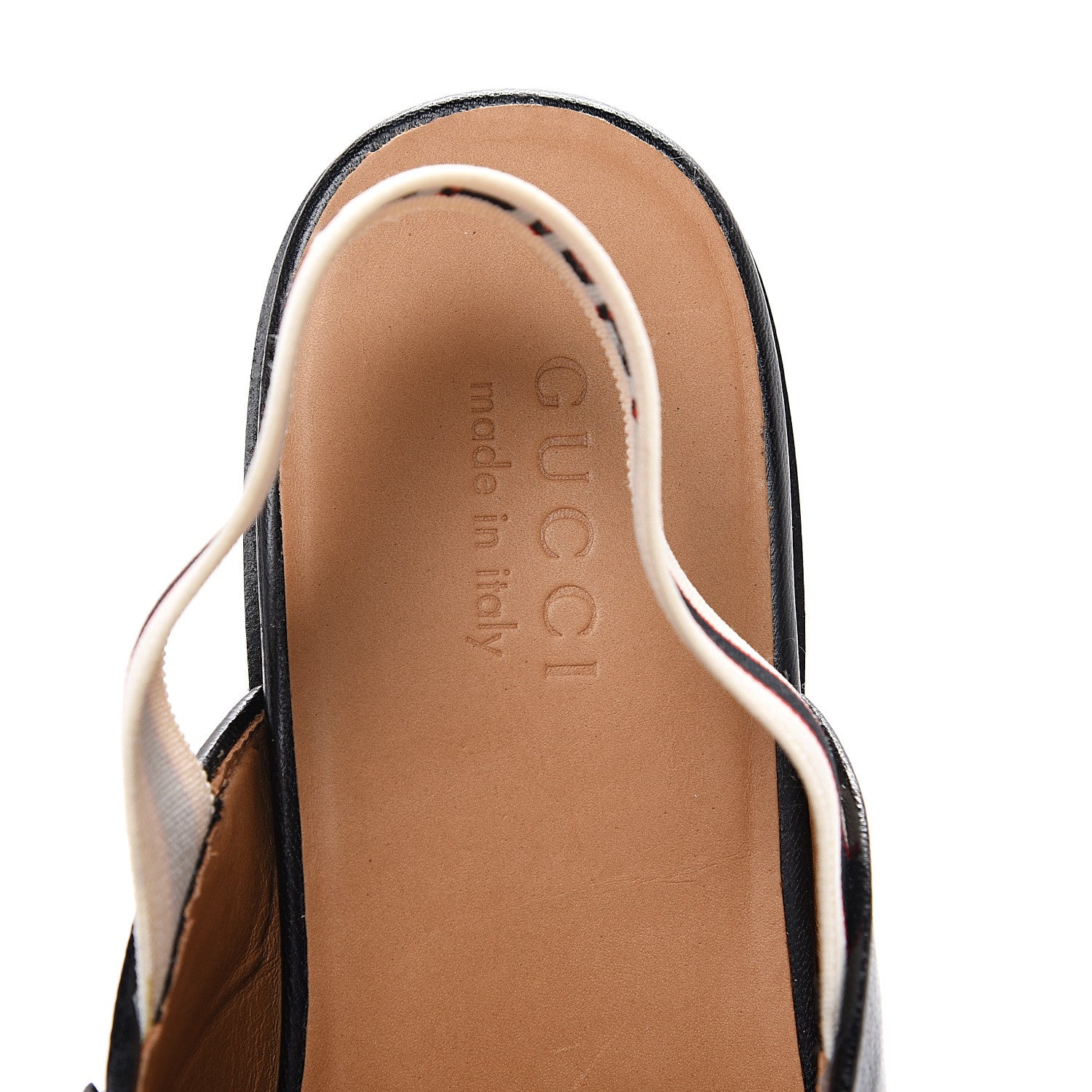 Gucci Goatskin Stripe Mens Horsebit Slingback Slippers 8 Black 6 of 11