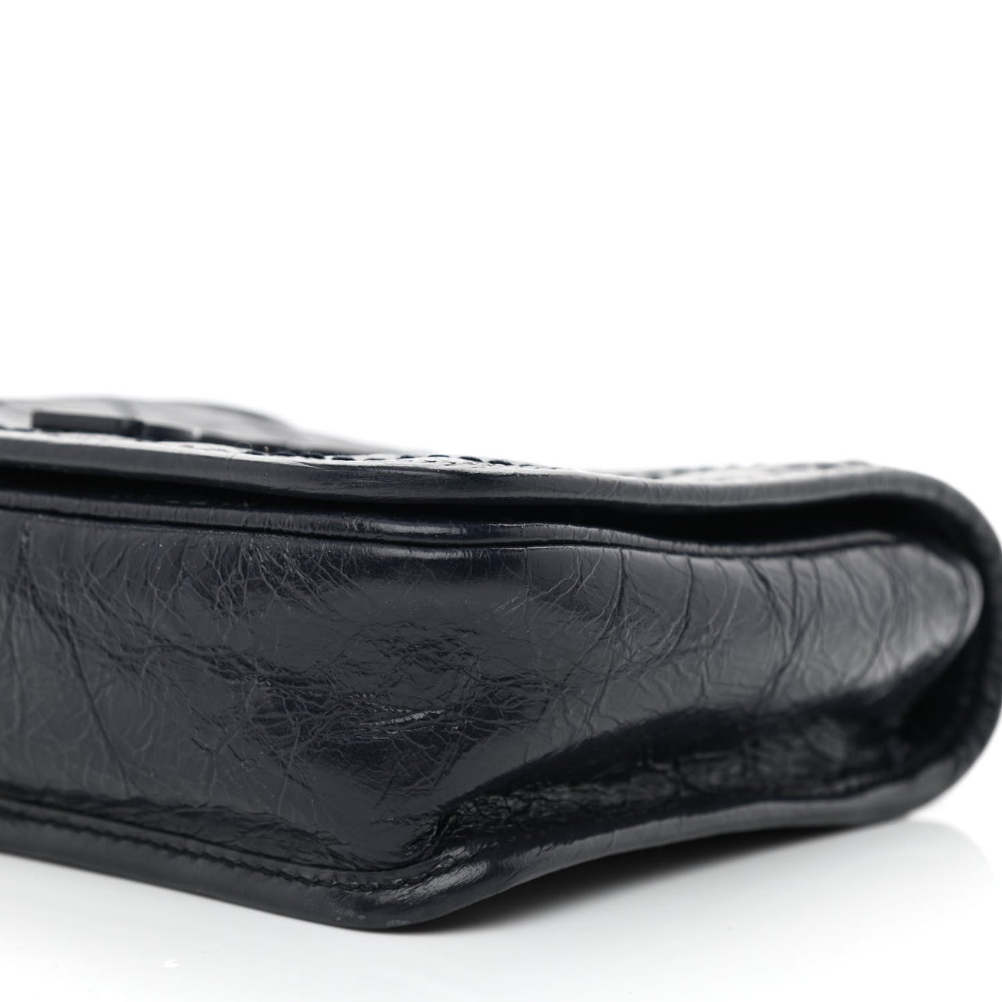 Crinkled Calfskin Matelasse Monogram Niki Chain Wallet Deep Marine