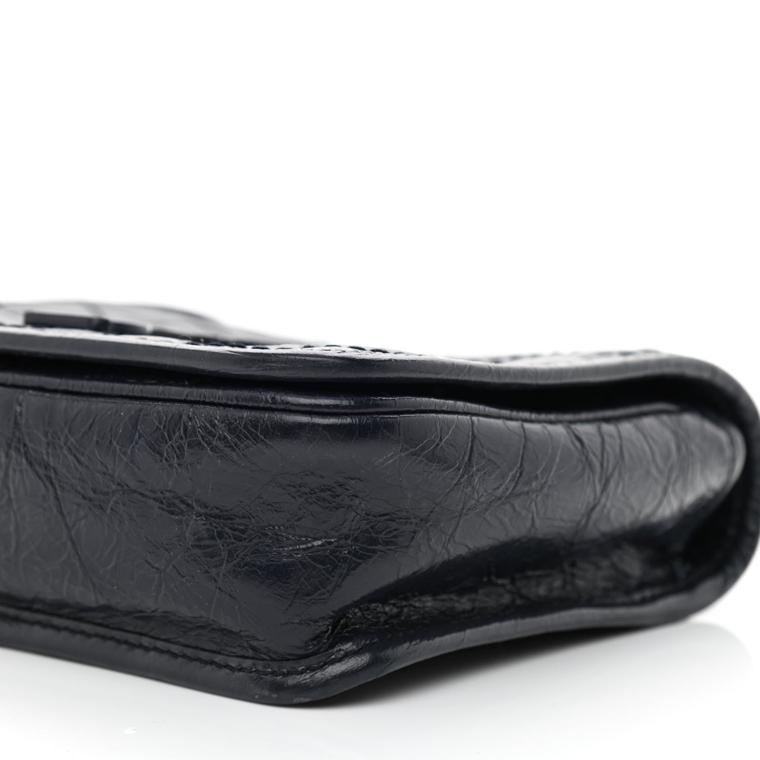 Saint Laurent Crinkled Calfskin Matelasse Monogram Niki Chain Wallet Deep Marine 9 of 10