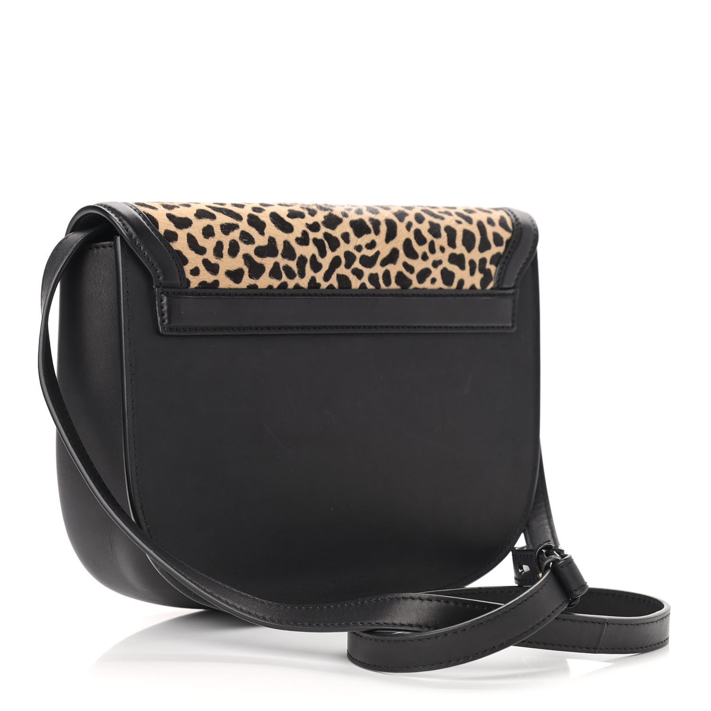 Pony Hair Calfskin Leopard Print Monogram Medium Kaia Satchel Black