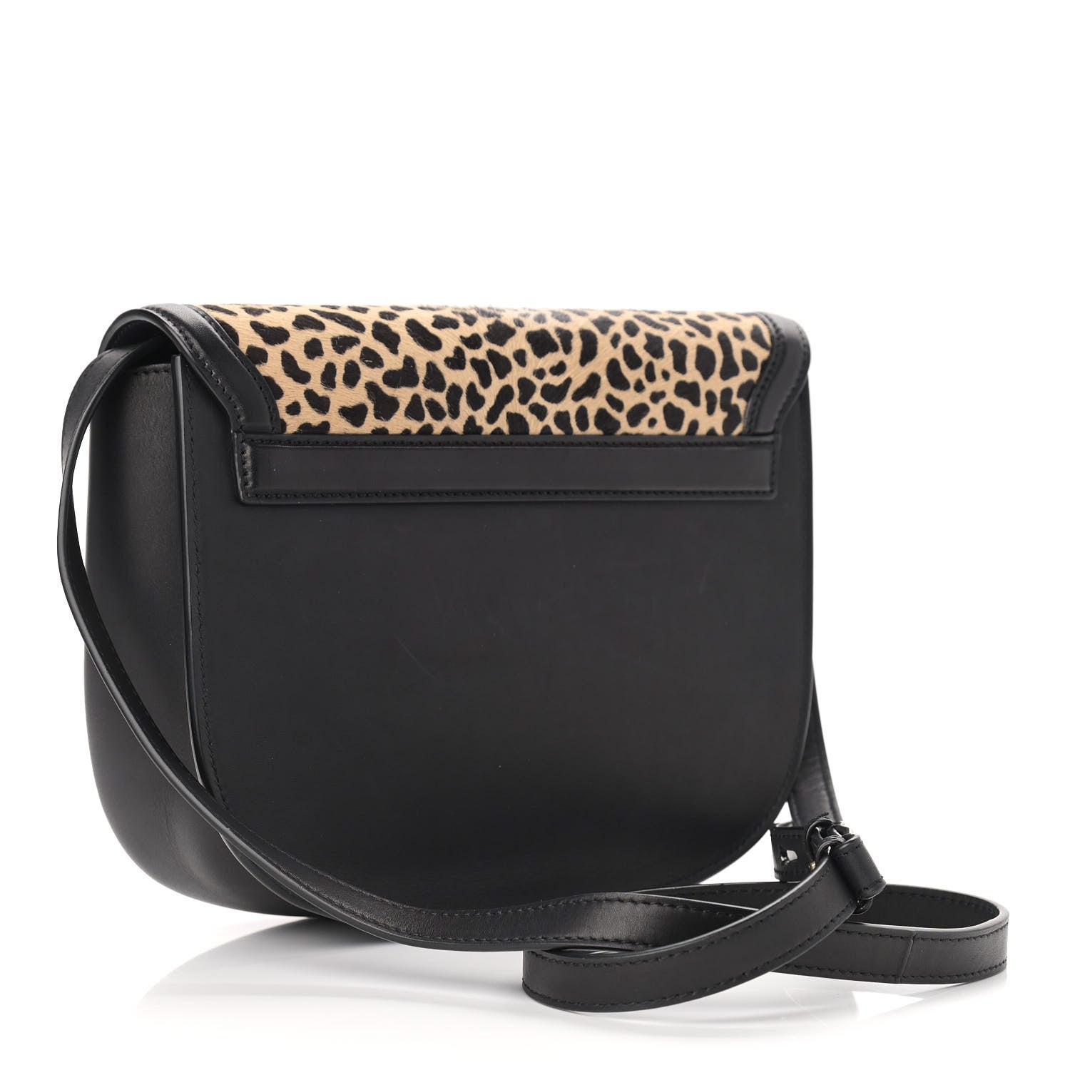 Saint Laurent Pony Hair Calfskin Leopard Print Monogram Medium Kaia Satchel Black 2 of 9
