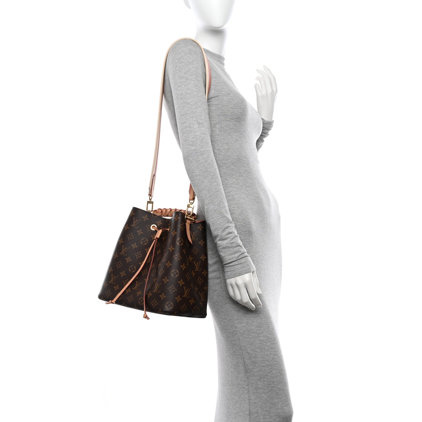 Monogram Braided Neonoe MM Peach Cream