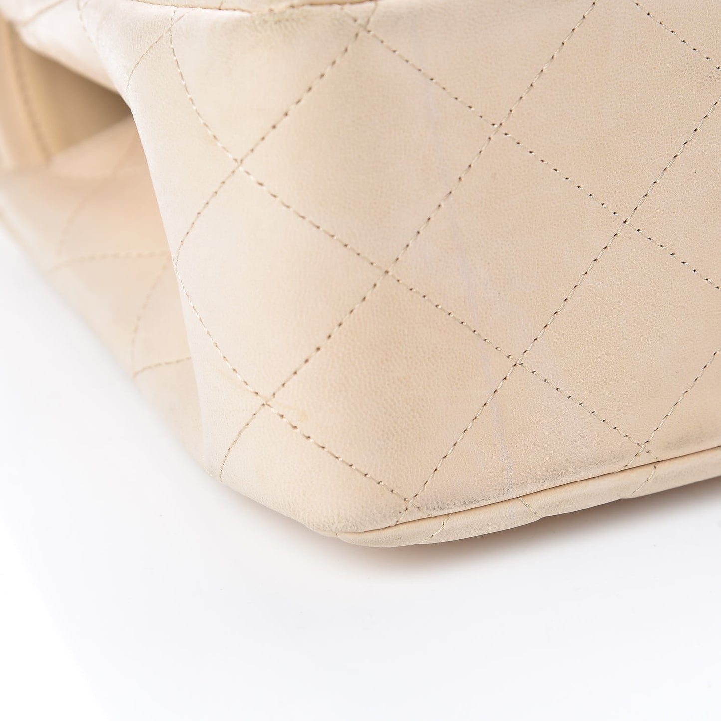 Lambskin Quilted Jumbo Double Flap Light Beige