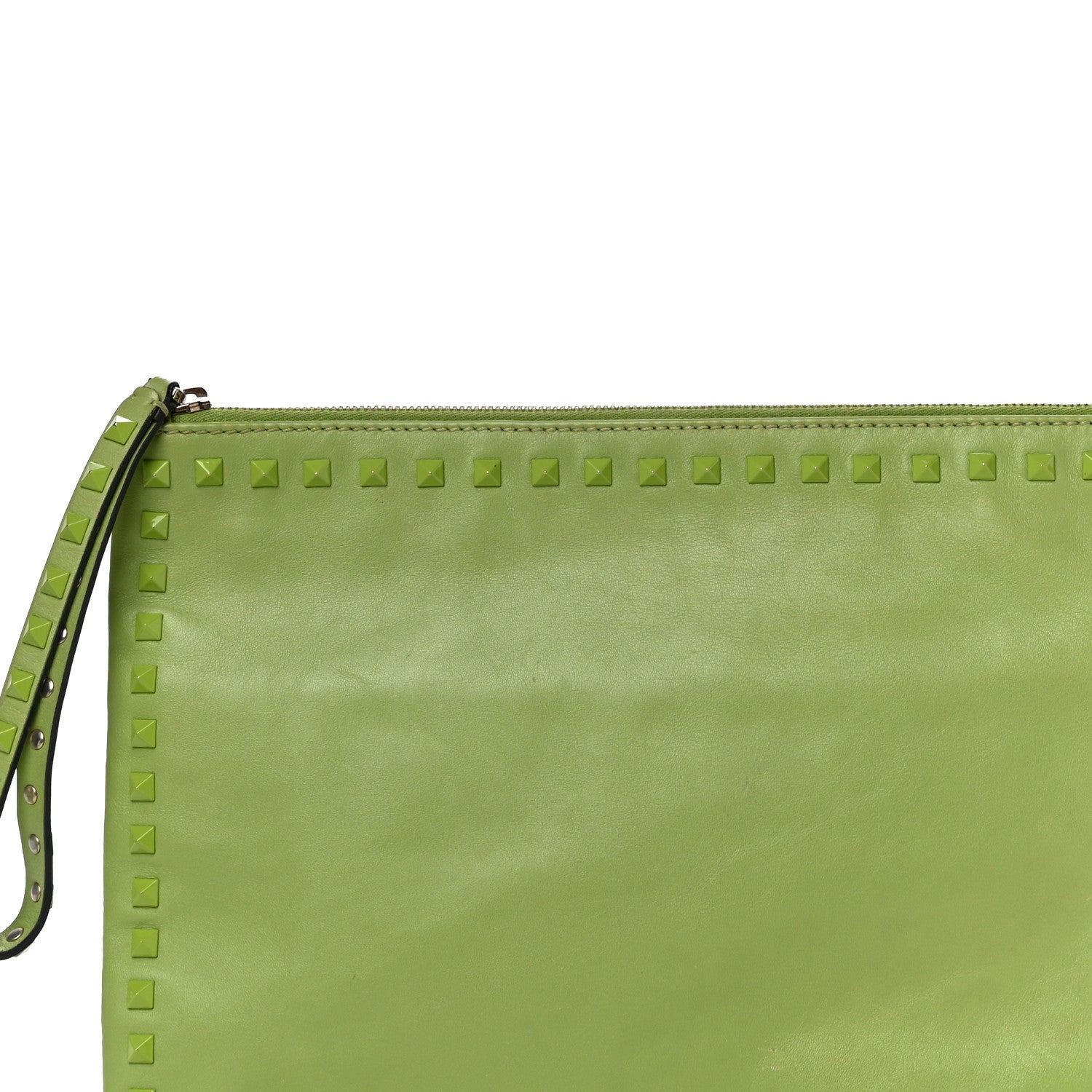Valentino Garavani Vitello Large Rockstud Zip Wristlet Pouch Pop Apple 8 of 16
