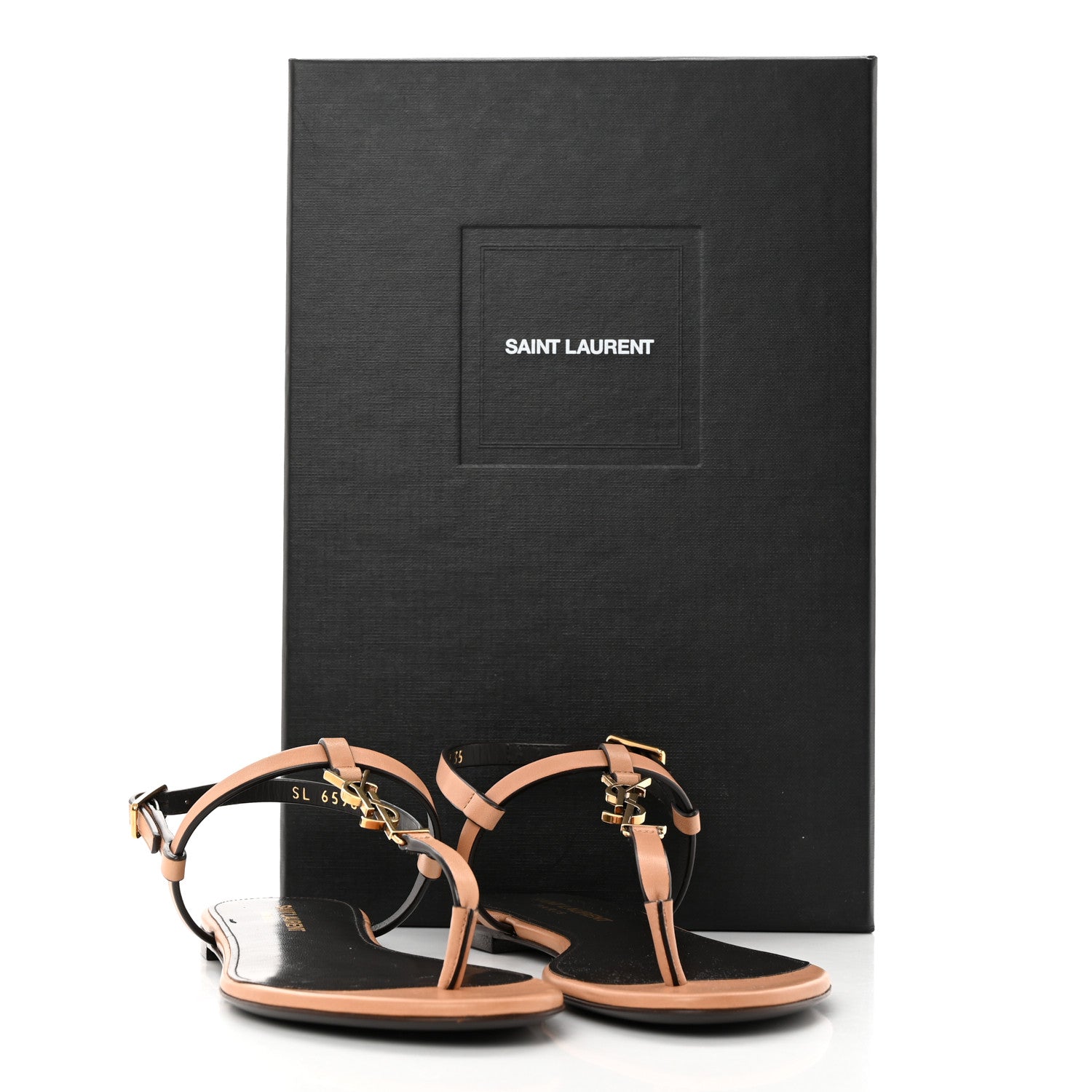 Saint Laurent Calfskin Cassandra Monogram Sandals 35 Gold Brown 13 of 13