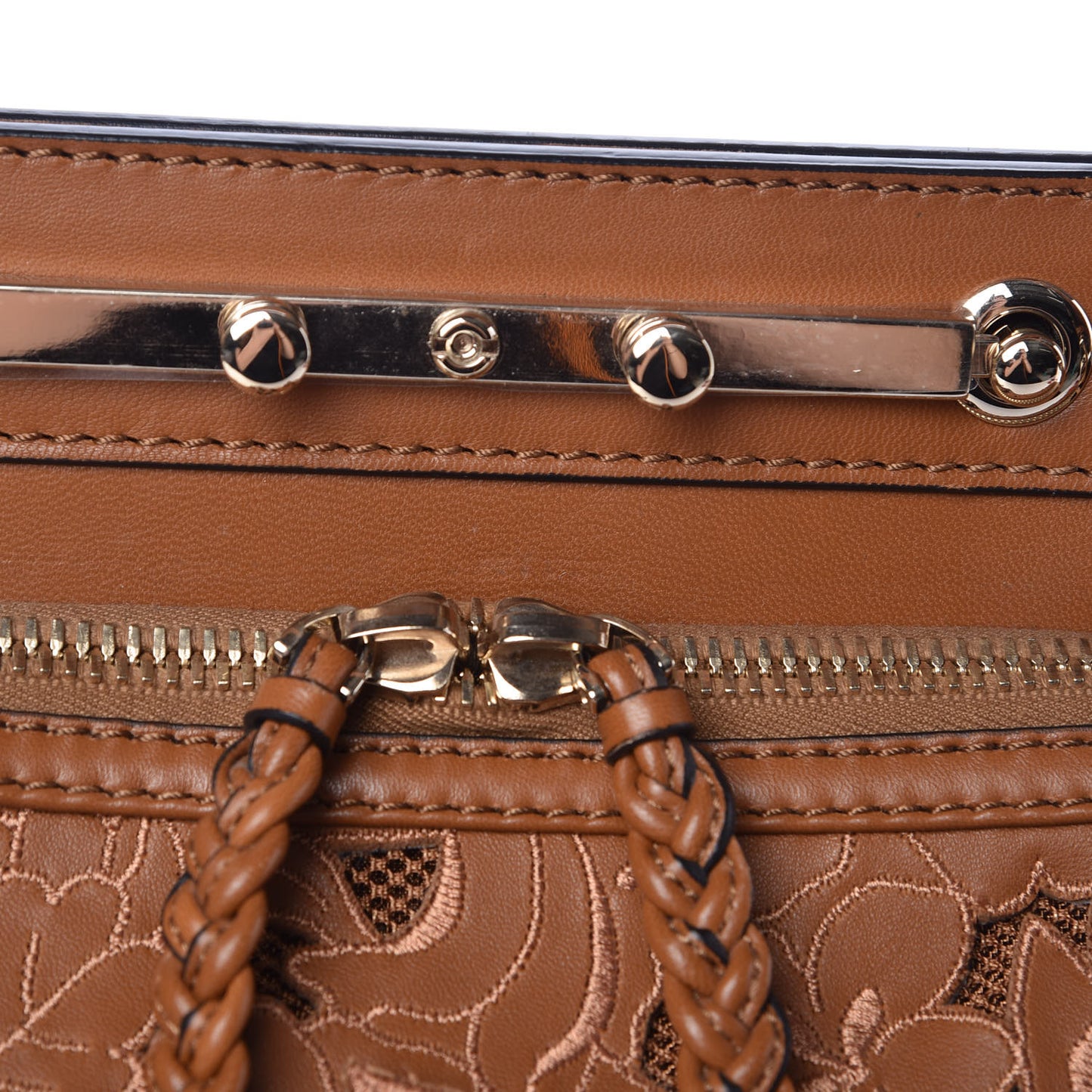 Vitello Lace Demetra Satchel Cognac